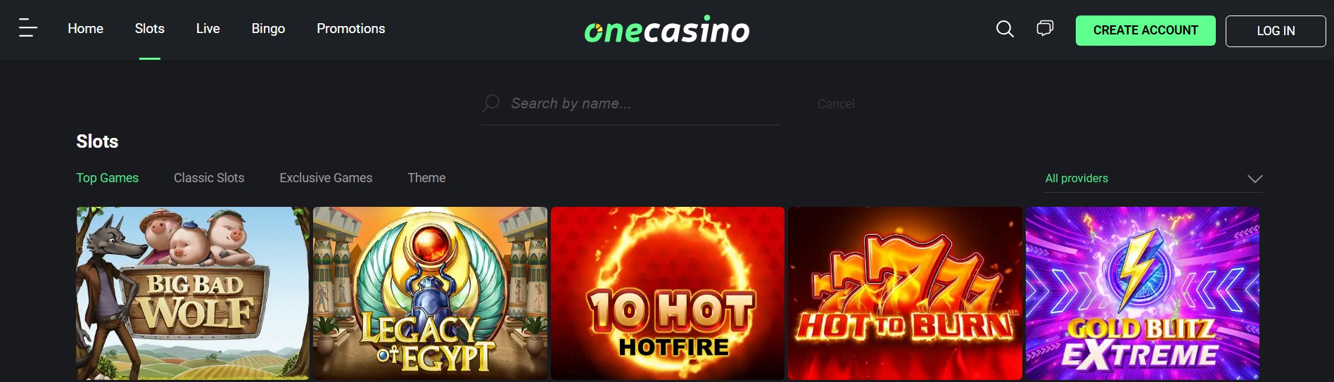 Variedad de Juegos One casino